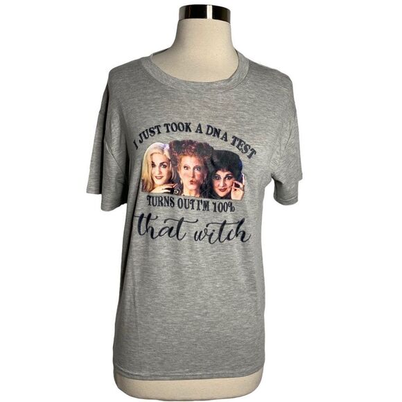 Hocus Pocus Womens ‘100% That Witch’ T-shirt Size Small Short Sleeve Gray - Picture 1 of 5